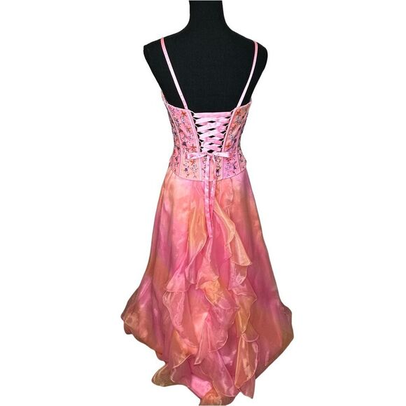 PRECIOUS FORMALS Pink Beaded Formal Dress Size 8 - Picture 3 of 17